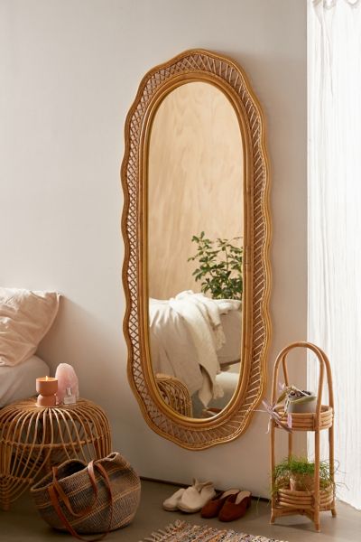Urban Outfitters Malorie Wicker Wall Mirror In Natural