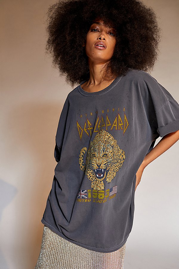 Urban Outfitters Def Leppard 1983 Tour T-shirt Dress In Black