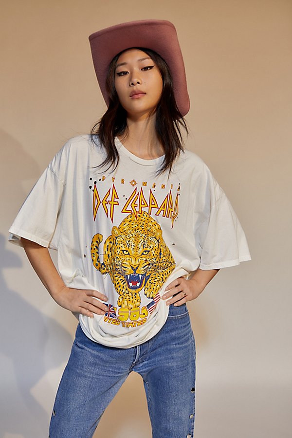 Urban Outfitters Def Leppard 1983 Tour T-shirt Dress In Ivory