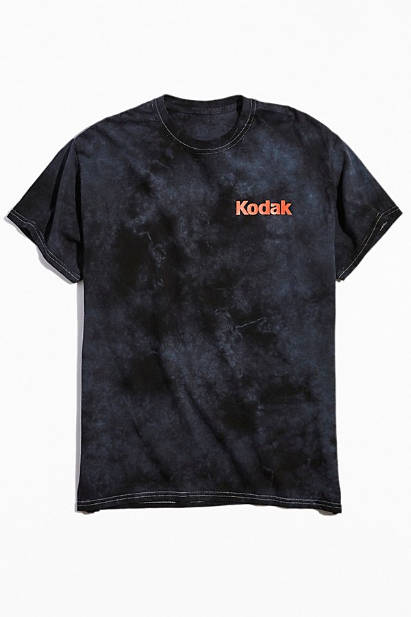 Urban Outfitters Kodak Logo Tie-dye Tee In Washed Black