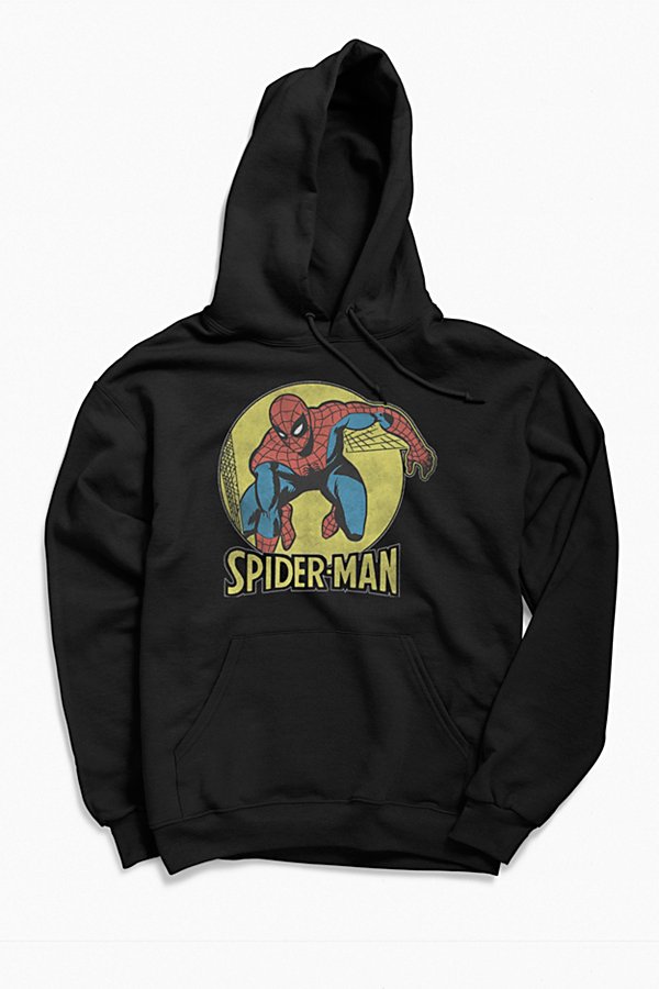 Urban Outfitters Spider-man Hoodie Sweatshirt In Black