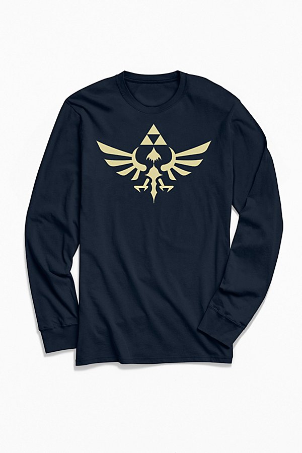 Urban Outfitters The Legend Of Zelda Long Sleeve Tee In Navy
