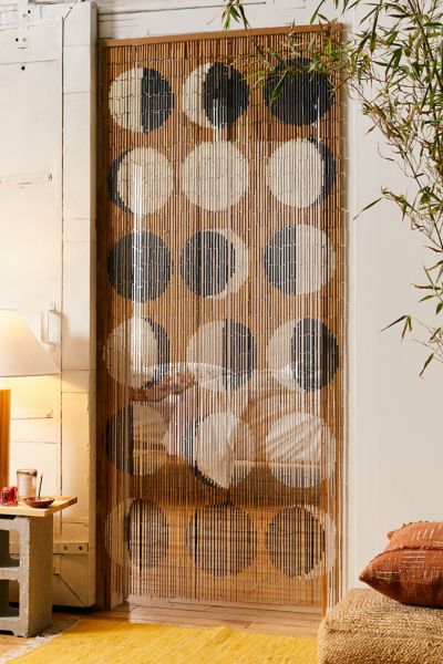 Urban Outfitters Moon Phases Bamboo Beaded Curtain In Black