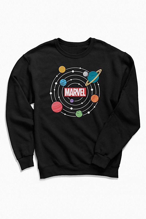 Urban Outfitters Marvel Solar System Logo Crew Neck Sweatshirt In Black
