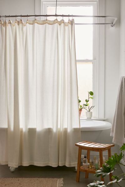 Urban Outfitters Waffle Weave Shower Curtain In White
