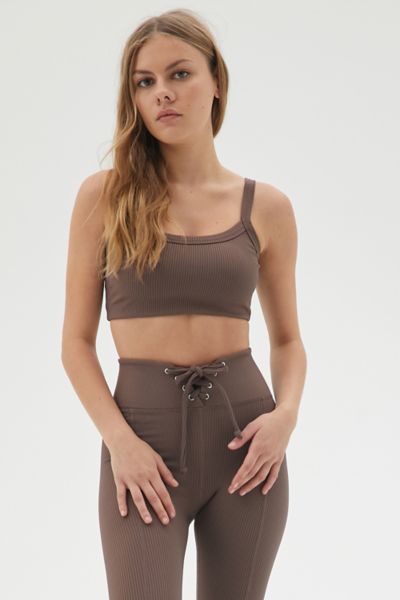 Year Of Ours 2.0 Ribbed Sports Bra In Light Brown