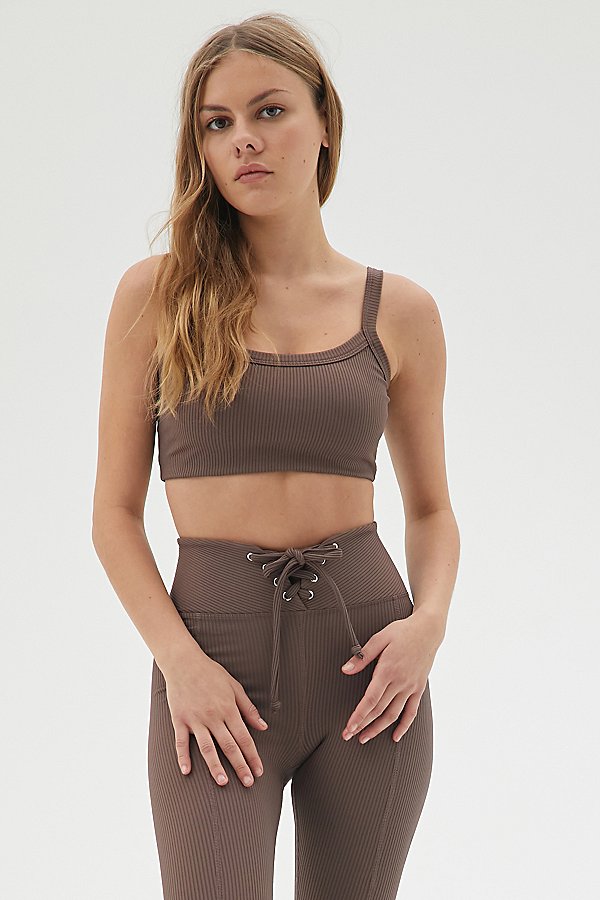 Year Of Ours 2.0 Ribbed Sports Bra In Light Brown