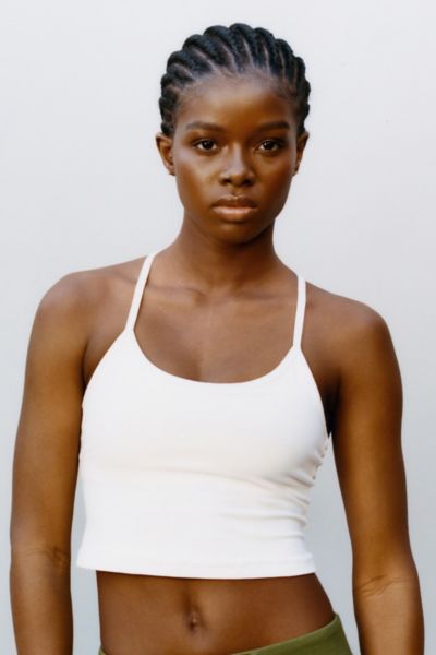 Beyond Yoga Spacedye Slim Racerback Cropped Tank Top In Cloud White In White