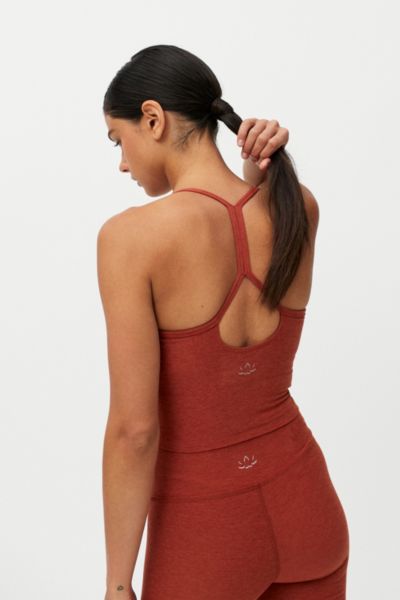 Beyond Yoga Space-dye Cropped Racerback Tank Top In Medium Orange