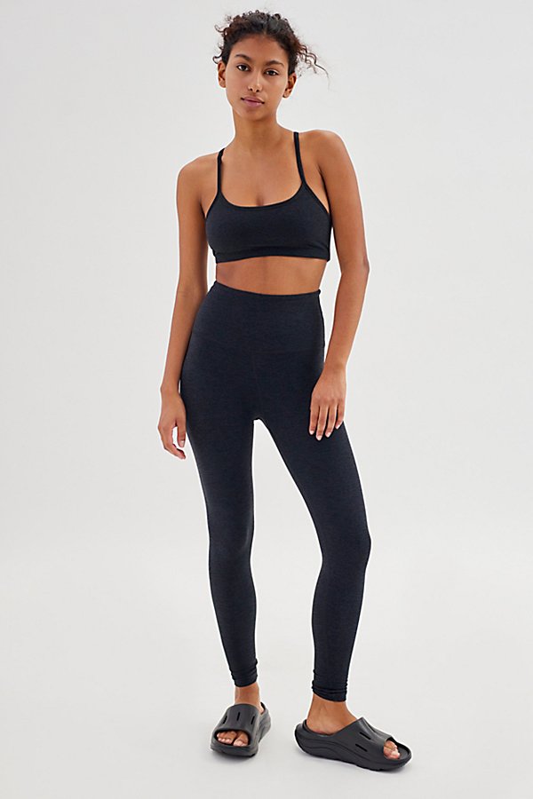 Beyond Yoga Caught In The Midi Space-dye High-waisted Legging In Black
