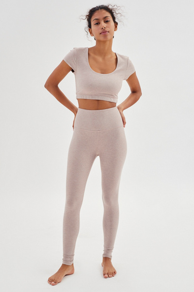 Beyond Yoga Caught In The Midi Space-dye High-waisted Legging In Beige