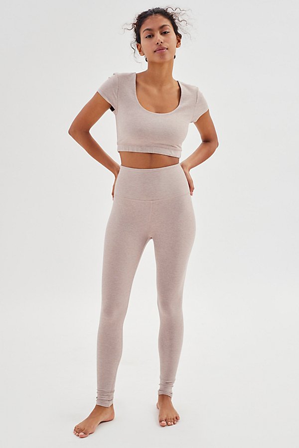 BEYOND YOGA CAUGHT IN THE MIDI SPACE DYE HIGH WAISTED LEGGING IN BEIGE, WOMEN'S AT URBAN OUTFITTERS,57528705