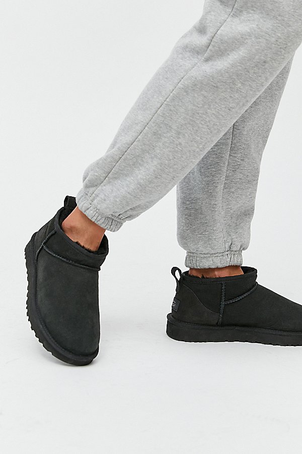 Shop Ugg Classic Ultra-mini Ankle Boot In Black, Women's At Urban Outfitters