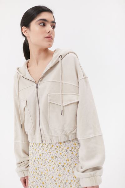 Urban outfitters cropped zip up online hoodie