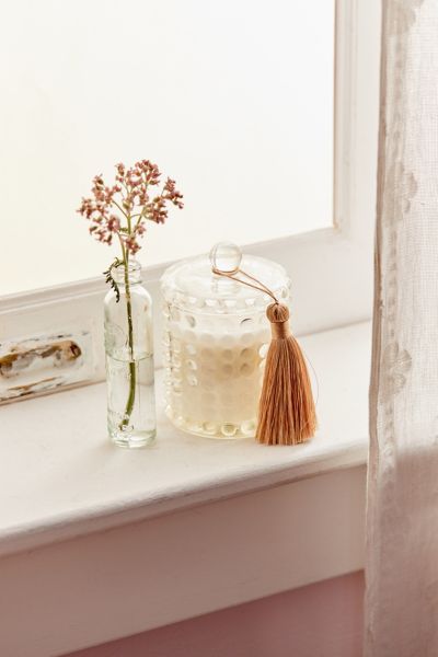 Urban Outfitters Chloe Glass Hobnail Candle In Milk And Honey