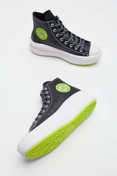Converse Chuck Taylor All Star Move Faux Leather High Top Sneaker In Black