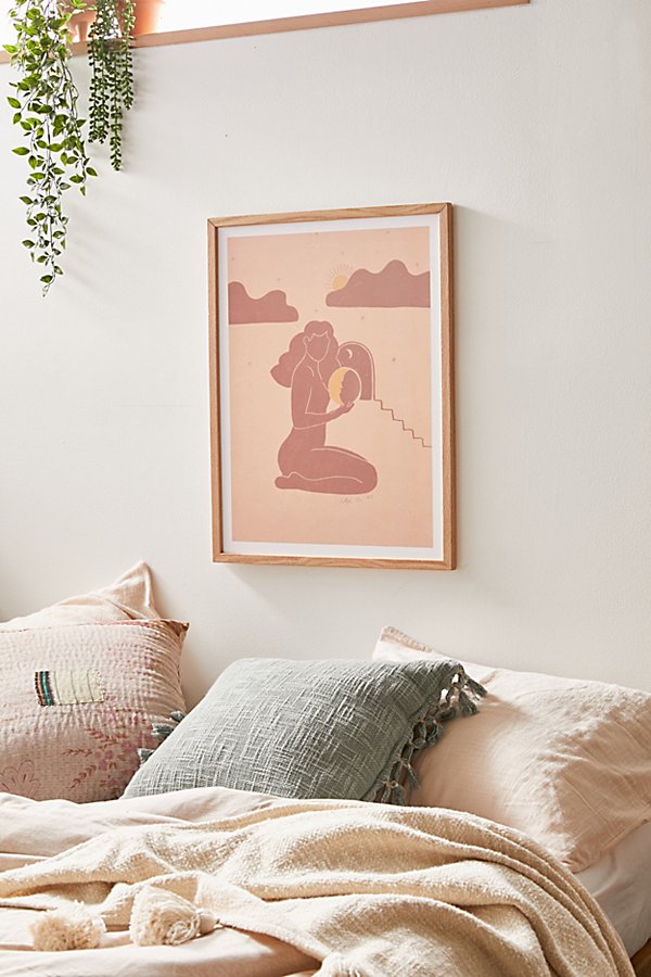 Alja Horvat Uo Exclusive Holding The Sun Art Print In Natural Wood Frame