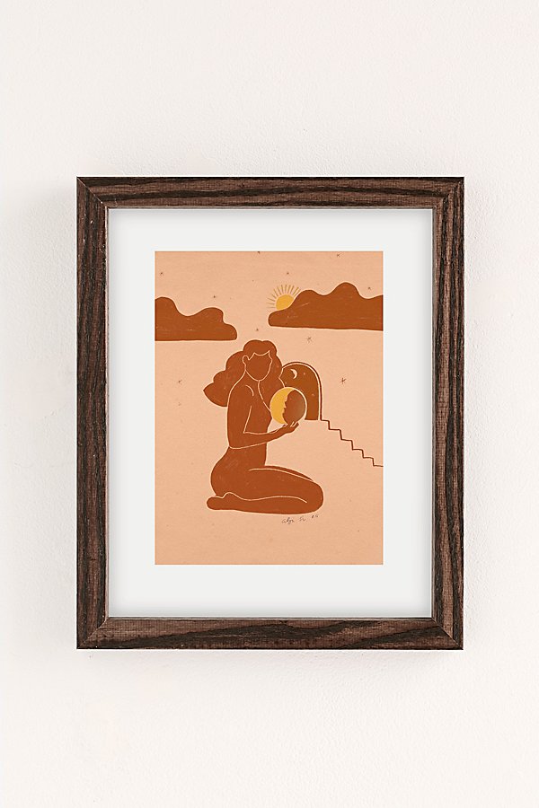 Alja Horvat Uo Exclusive Holding The Sun Art Print In Walnut Wood Frame