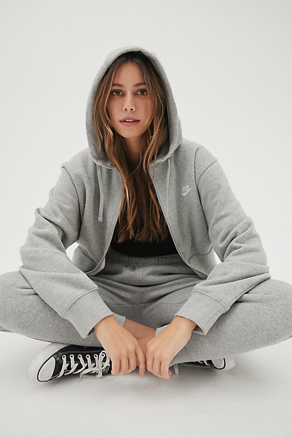 Nike Sportswear Club Zip-front Hoodie Sweatshirt In Grey