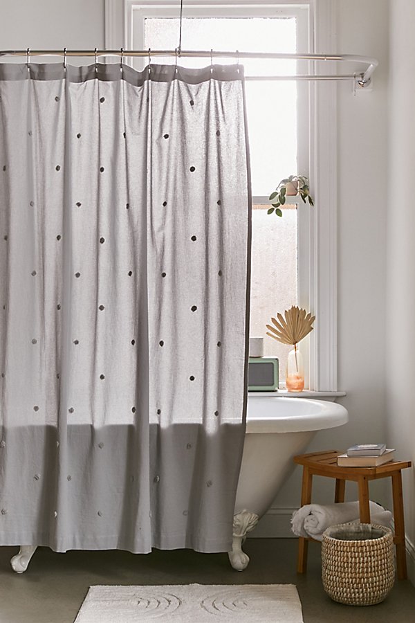 Urban Outfitters Layla Tufted Dot Shower Curtain In Grey