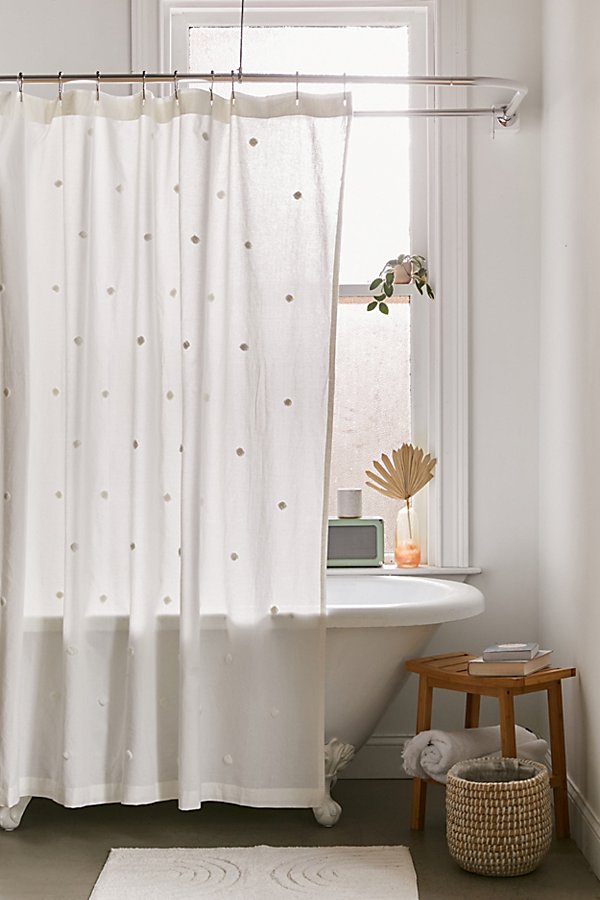 Urban Outfitters Layla Tufted Dot Shower Curtain In Cream