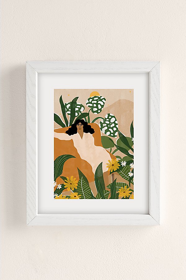 Alja Horvat Uo Exclusive Surrounded By Plants Art Print In White Wood Frame