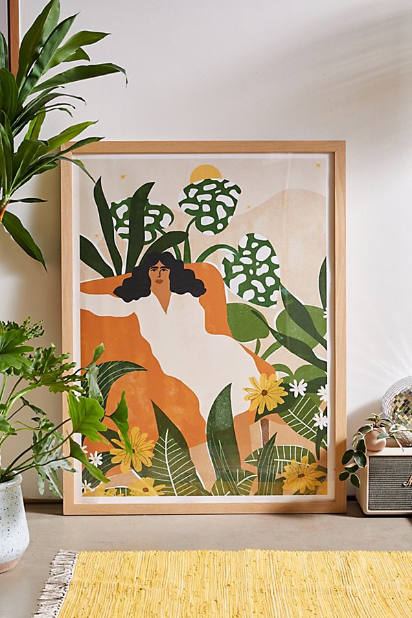Alja Horvat Uo Exclusive Surrounded By Plants Art Print In Natural Wood Frame
