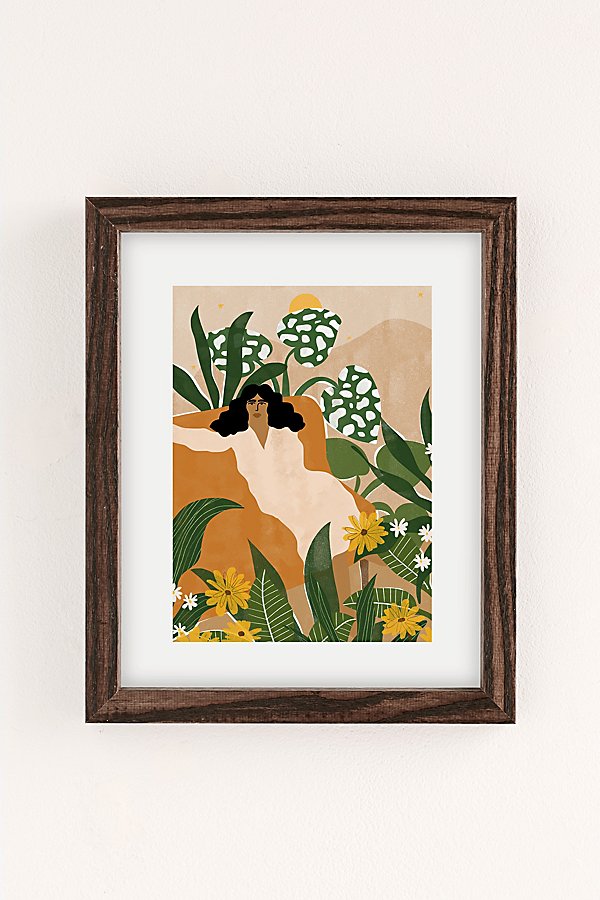 Alja Horvat Uo Exclusive Surrounded By Plants Art Print In Walnut Wood Frame
