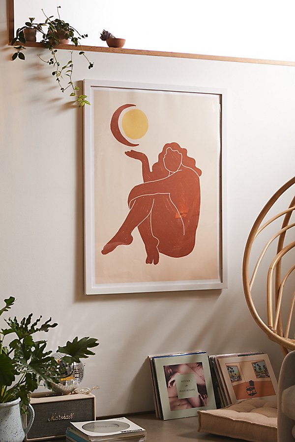Alja Horvat Uo Exclusive The Sun The Moon Art Print In White Wood Frame