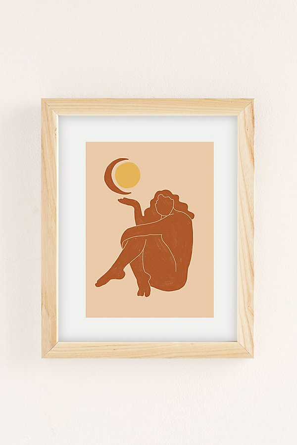 Alja Horvat Uo Exclusive The Sun The Moon Art Print In Natural Wood Frame