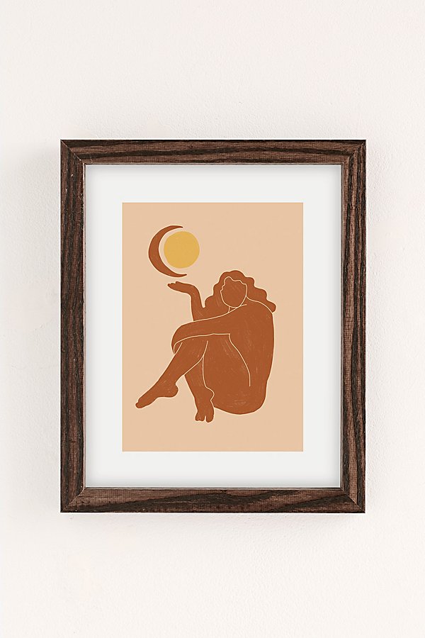 Alja Horvat Uo Exclusive The Sun The Moon Art Print In Walnut Wood Frame
