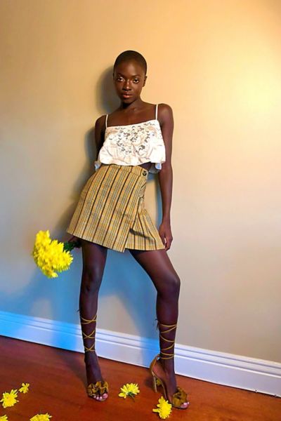 Urban Outfitters Uo Pleated Mini Skirt In Yellow Multi