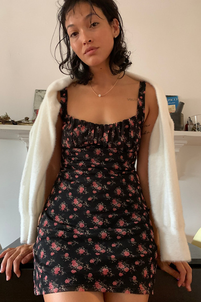 Urban Outfitters Uo Anya Mesh Mini Dress In Black Multi | ModeSens