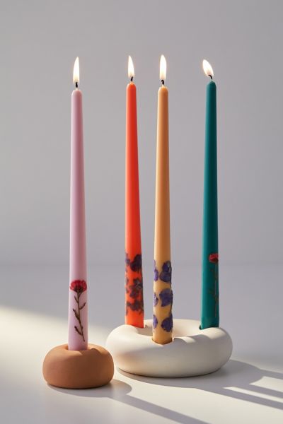 Urban Outfitters Winnie Floral Taper Candle Set In Orange