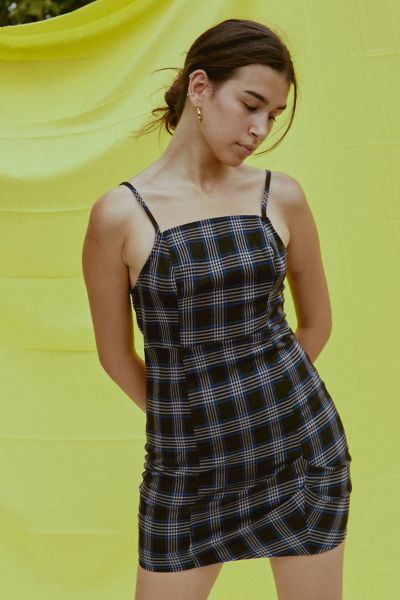 URBAN OUTFITTERS UO MONICA PLAID SQUARE NECK MINI DRESS 58397118