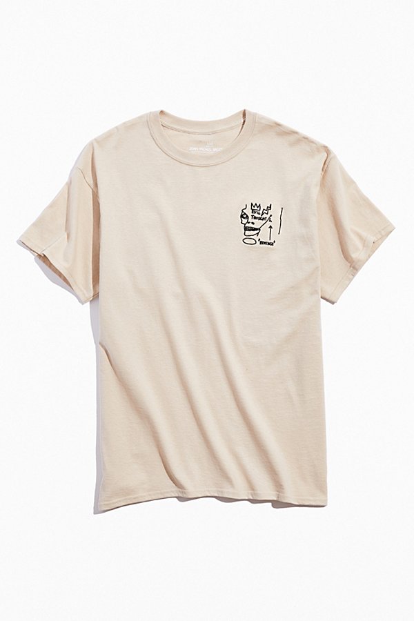 Urban Outfitters Basquiat Art Embroidered Tee In Tan