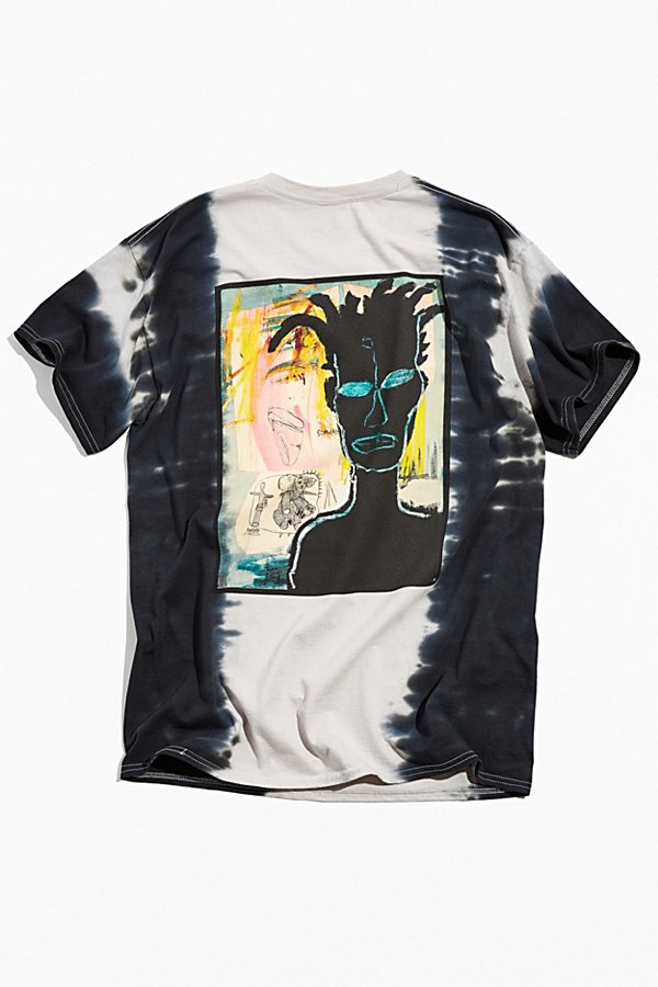Urban Outfitters Basquiat Signature Stripe Tie-dye Tee In Black Multi