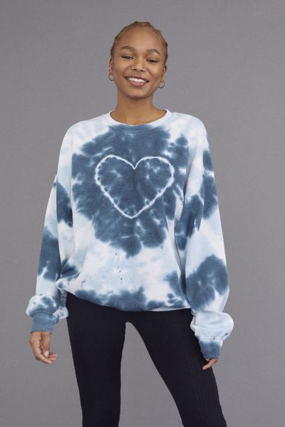 Urban Renewal Recycled Heart Tie-dye Crew Neck Sweatshirt In Blue