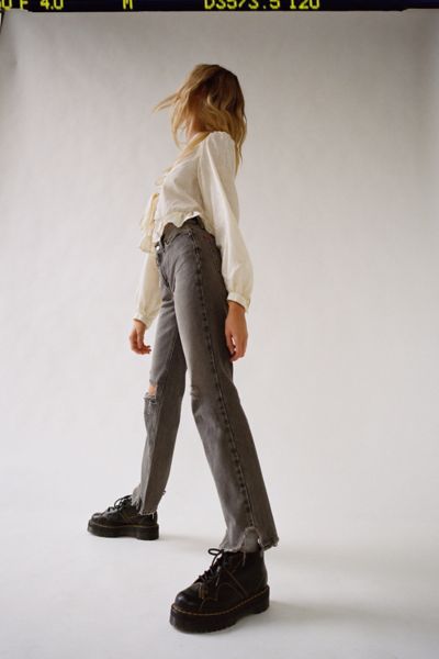 grey bootcut jeans