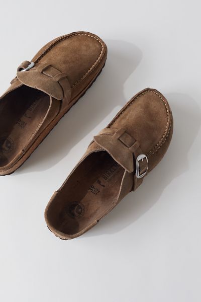 Birkenstock Buckley Suede Moccasin Clog In Grey Taupe At Urban Outfitters In Grey Taupe