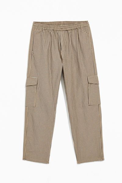 Sweet Sktbs Gingham Loose Tapered Cargo Pant In Beige + Black
