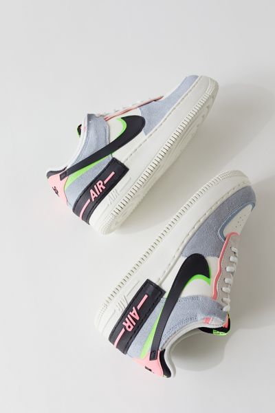 Nike Women's Air Force 1 Shadow Suede Accent Layered Low Top Sneakers In Blue Multi