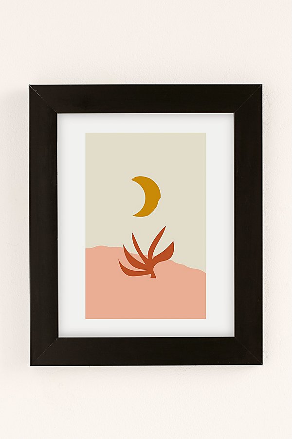 Grace Waxing Crescent Moon Art Print In Black Matte Frame