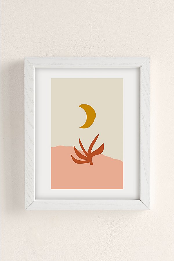 Grace Waxing Crescent Moon Art Print In White Wood Frame