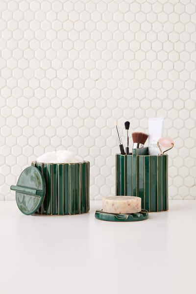 Urban Outfitters Talma Ceramic Toothbrush Holder In Green