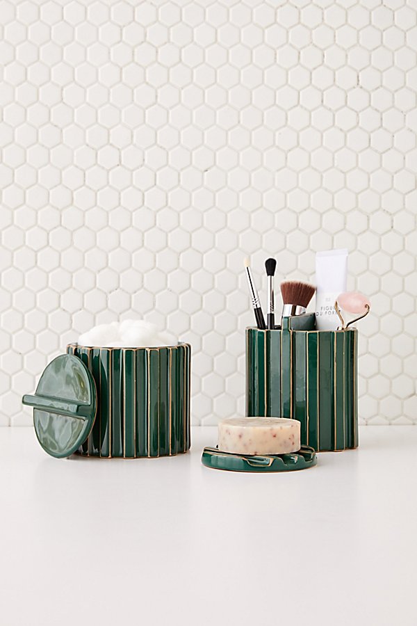 Urban Outfitters Talma Ceramic Toothbrush Holder In Green