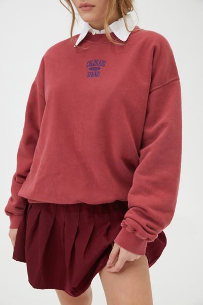 Urban Outfitters Colorado Springs Washed Crew Neck Sweatshirt In Red