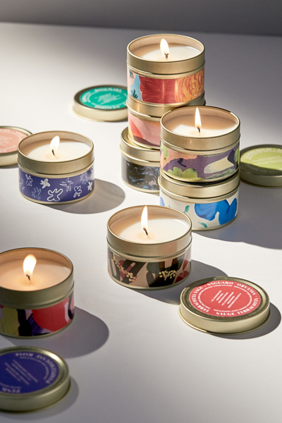 tobacco candle urban outfitters Urban Outfitters Gold Artist Print Tin 4 oz Candle In Tabac And Citron