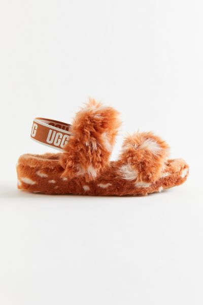 Ugg Oh Yeah Spot-print Faux-shearling Sliders In Brown Multi