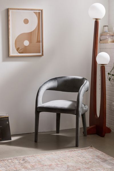 URBAN OUTFITTERS JENSON VELVET DINING CHAIR IN GREY AT URBAN OUTFITTERS 59420505